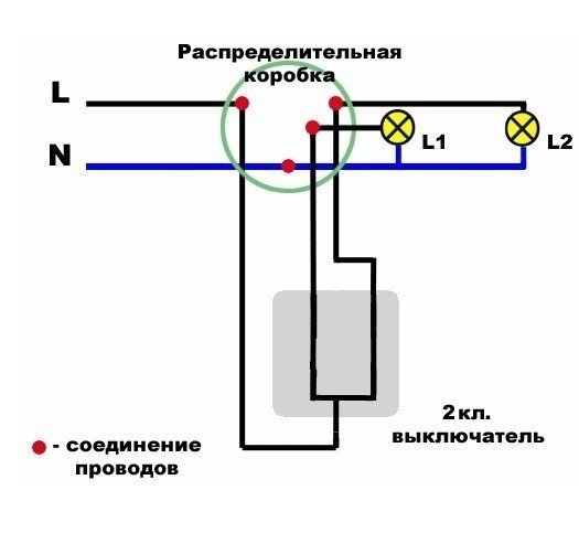 Схема подключения лампы через выключатель одноклавишный