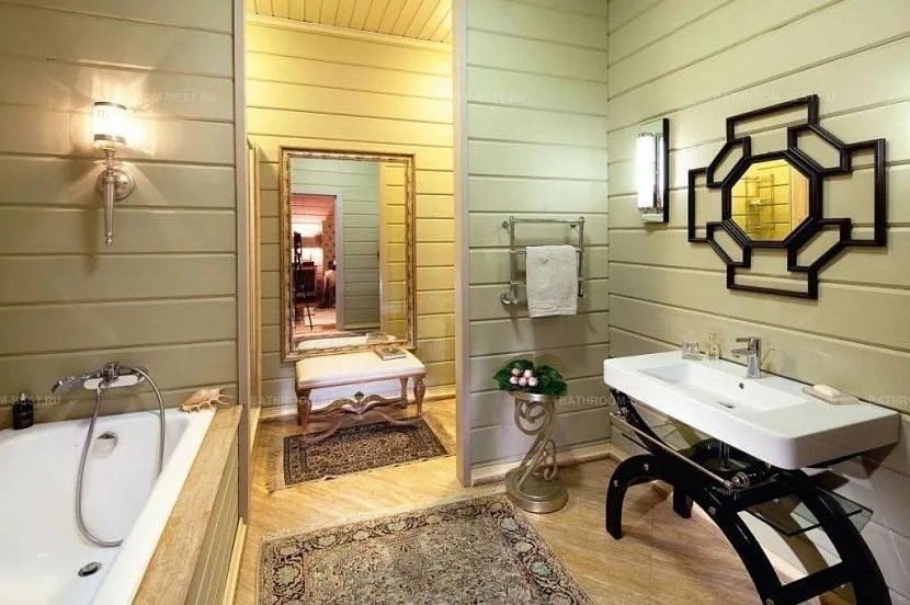 Ванная в стиле прованс в деревянном доме