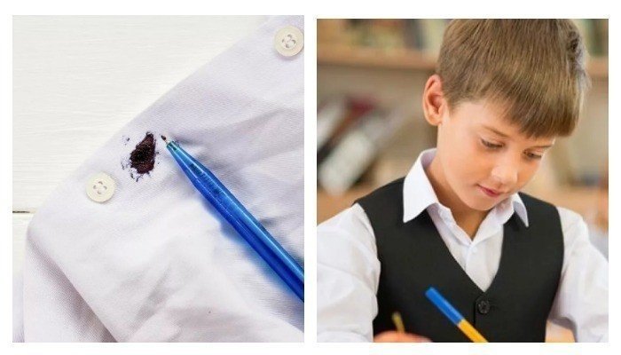 Пятно от ручки на одежде школьника