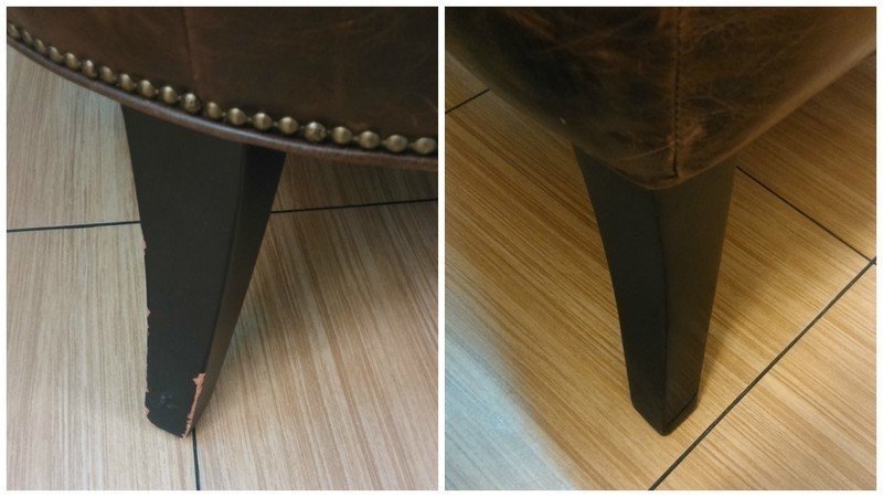 Реставрация сколов на ножках стола