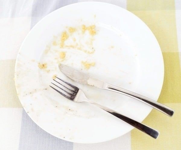 Расположение приборов на тарелке после еды