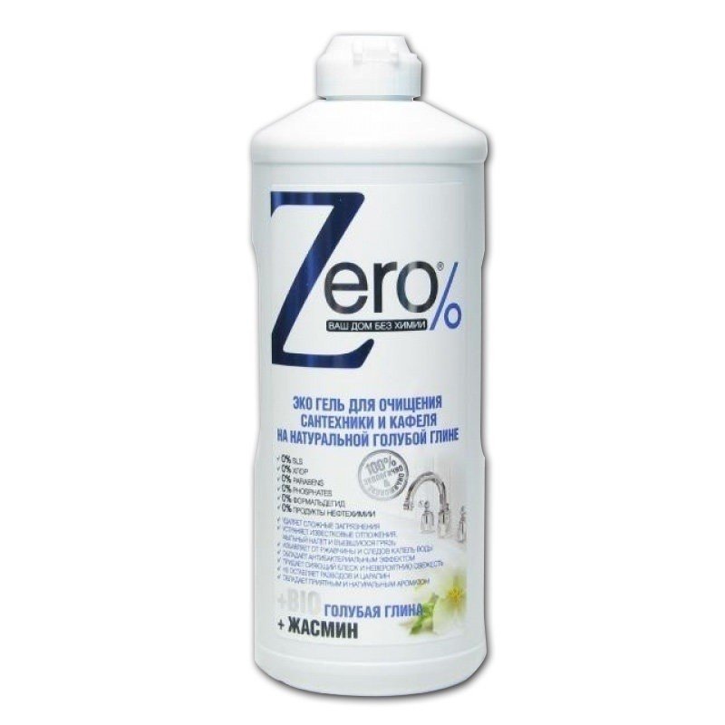 Zero% эко гель для сантехники и кафеля голубая глина и жасмин