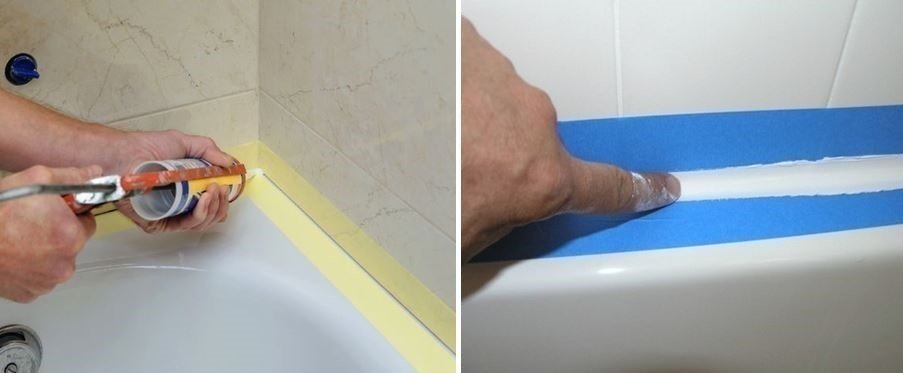 Шов между ванной и плиткой герметиком